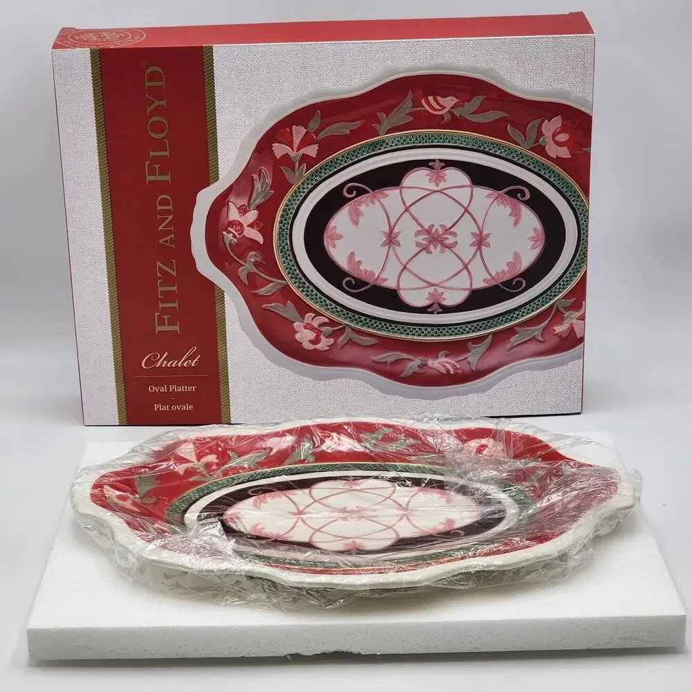 NEW! Fitz and Floyd Chalet Oval Platter 17